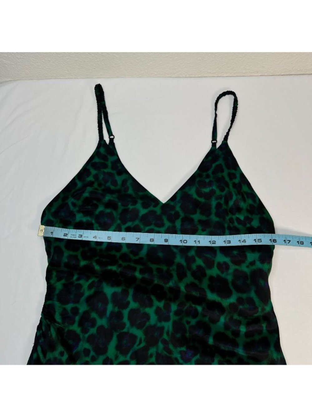 Sandro Amazonie Leopard Print Satin Midi Slip Dress Green Animal Print US 4 - Picture 9 of 16